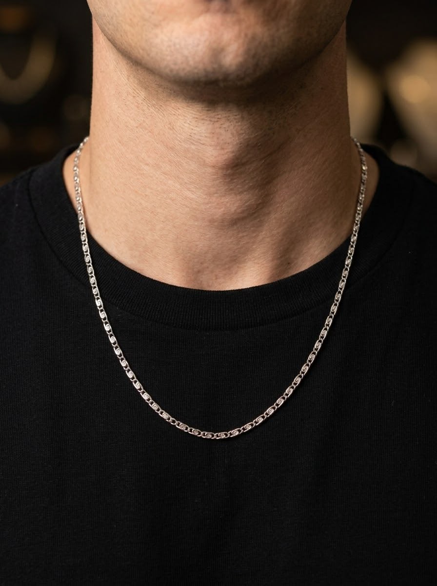 CADENA MASCULINA DE PLATA MONACO