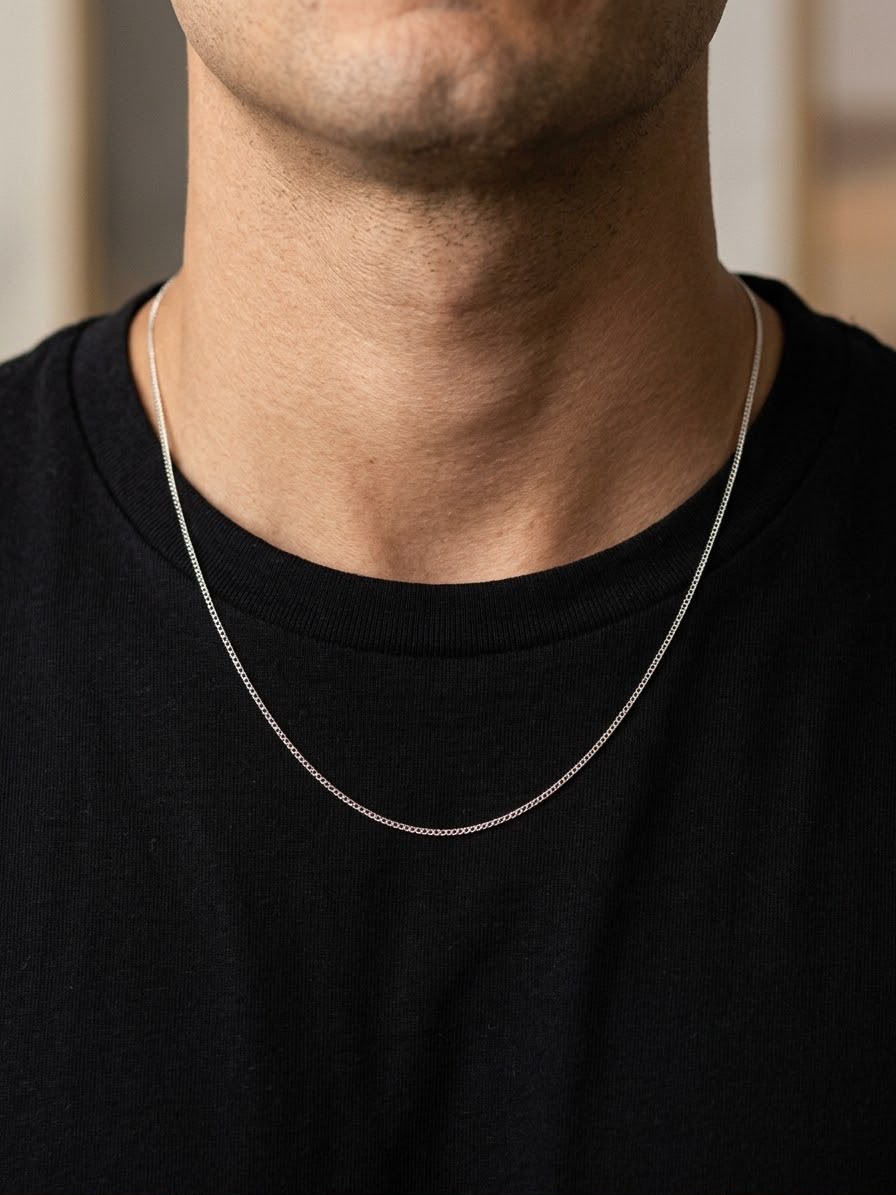 CADENA MASCULINA DE PLATA PANCER DELGADA