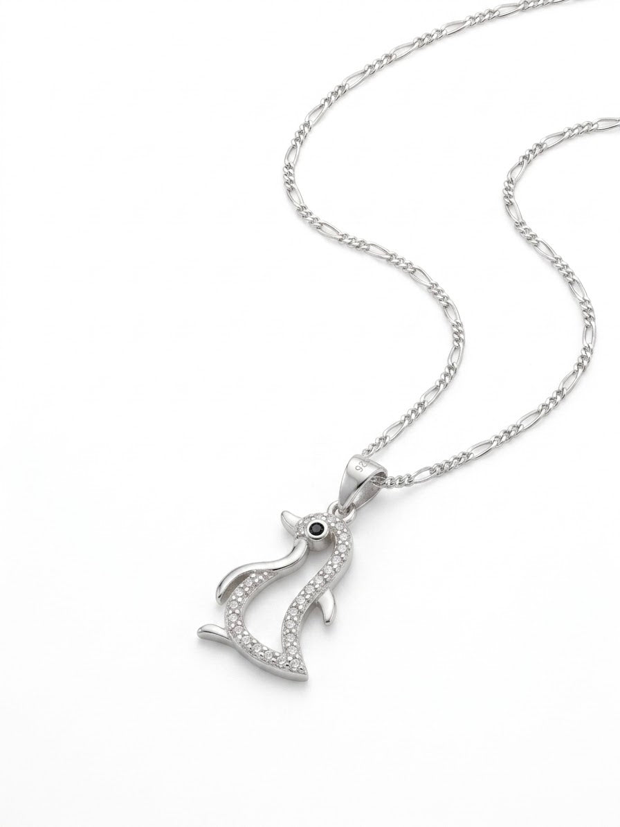 COLLAR DE PLATA DE PINGÜINO