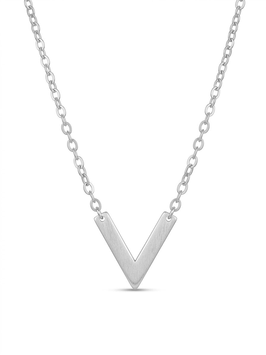 COLLAR DE PLATA CON INICIAL "V"