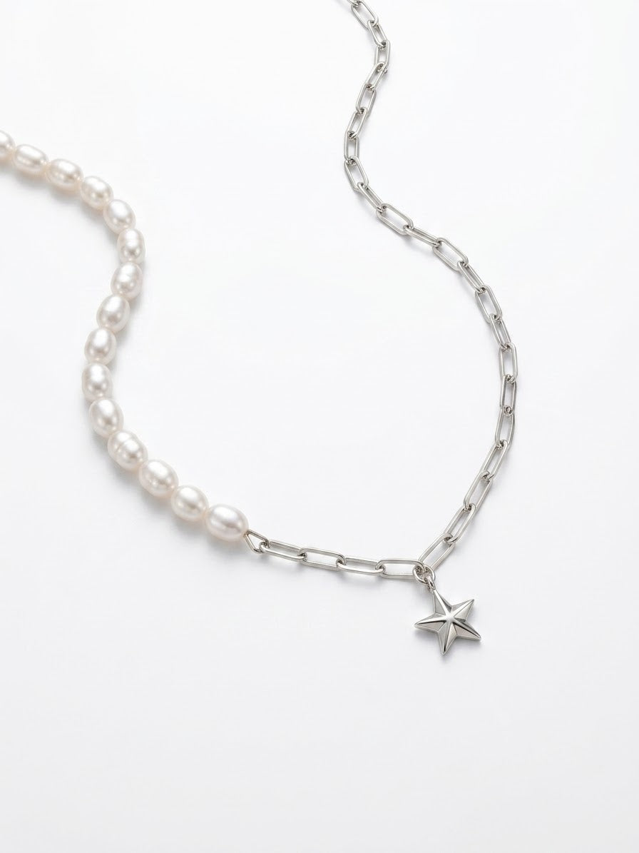 COLLAR DE PLATA CON PERLAS GARGANTILLA