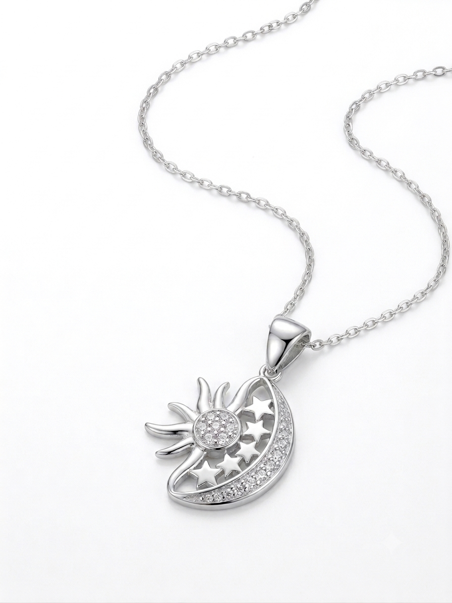 COLLAR DE PLATA MEDIALUNA Y SOL
