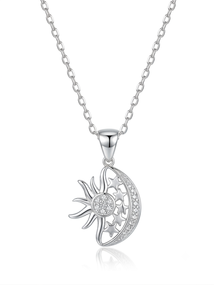 COLLAR DE PLATA MEDIALUNA Y SOL