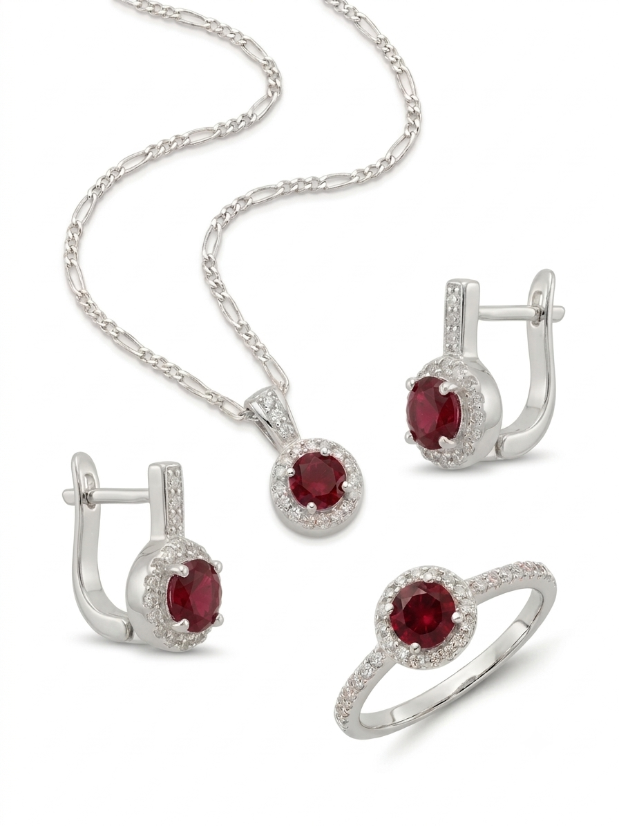 JUEGO DE PLATA CON ANILLO ELEGANTE