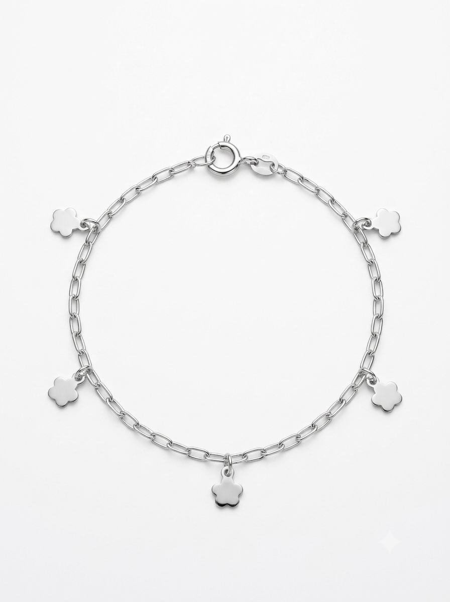 PULSERA DE PLATA FLORES