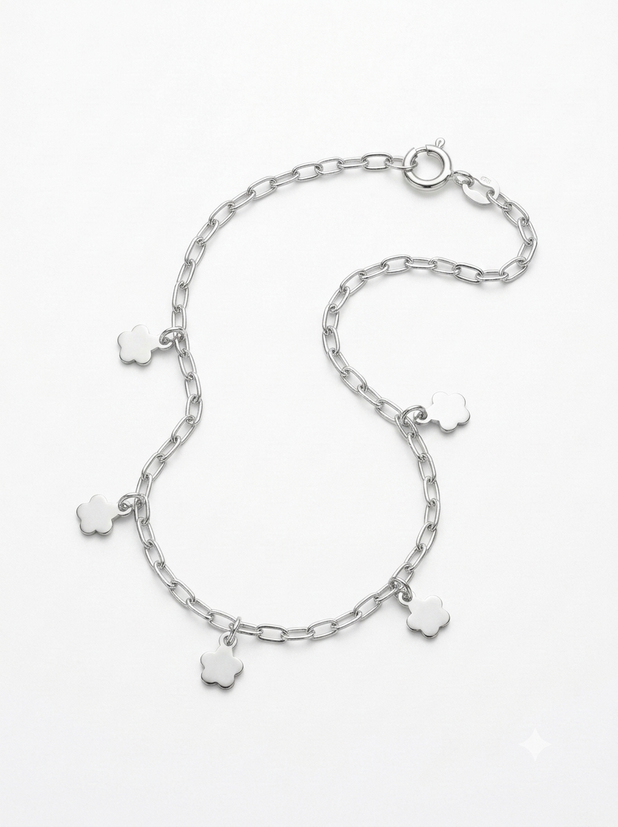 PULSERA DE PLATA FLORES