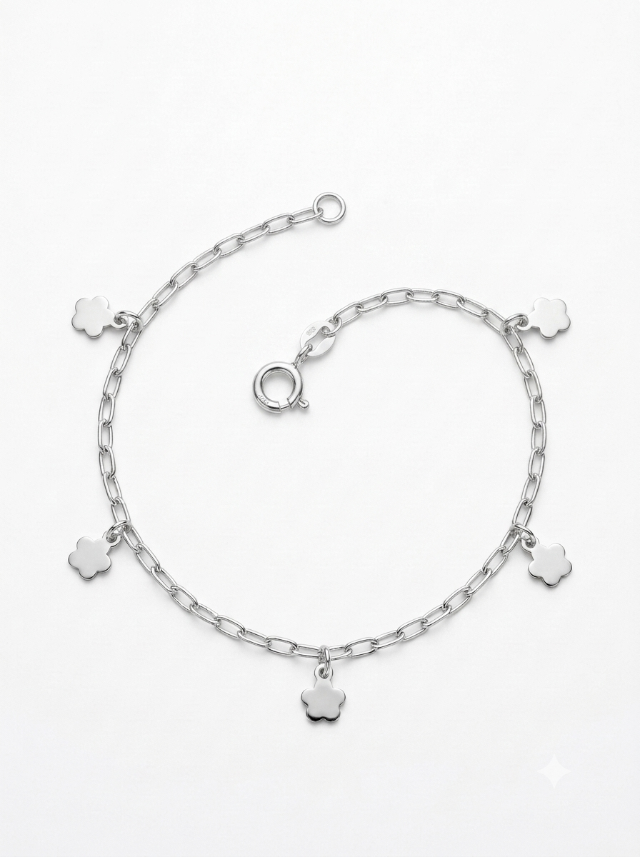 PULSERA DE PLATA FLORES