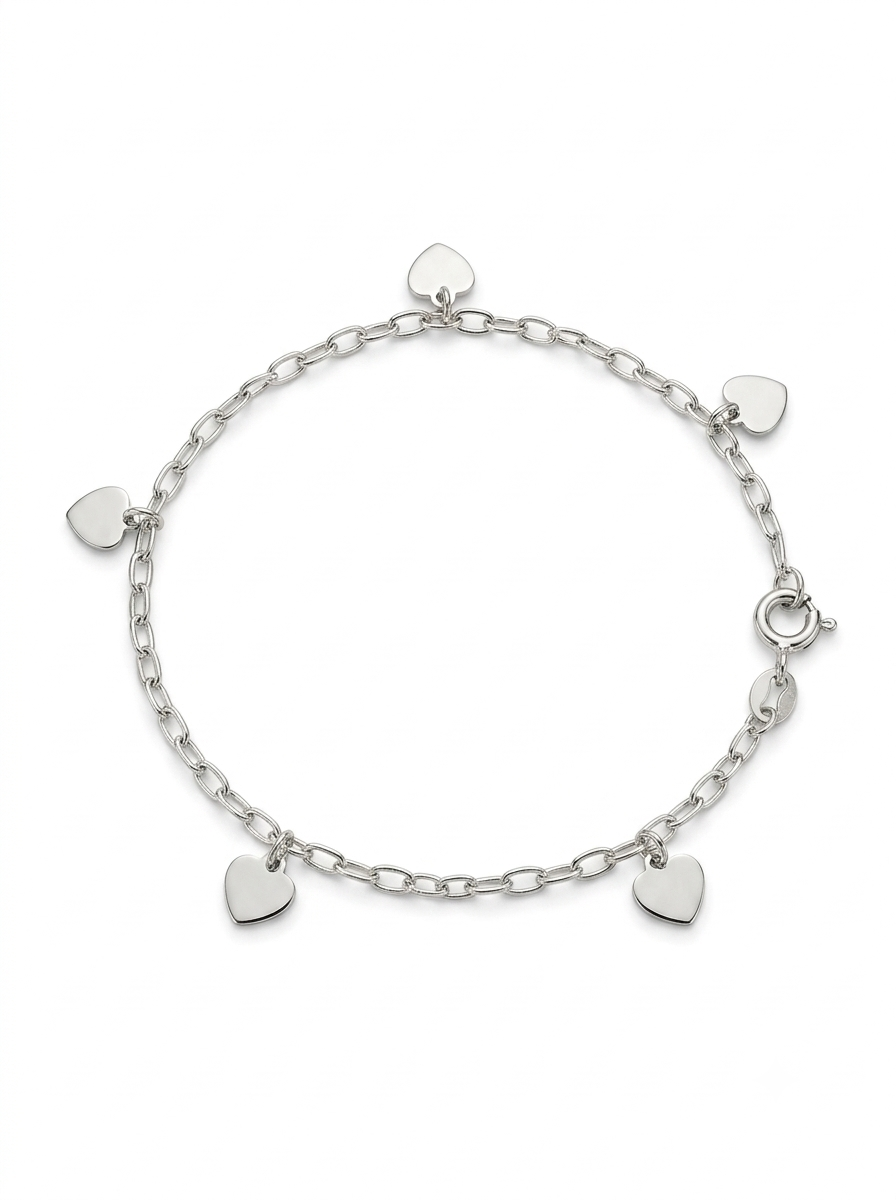 PULSERA DE PLATA CORAZONES