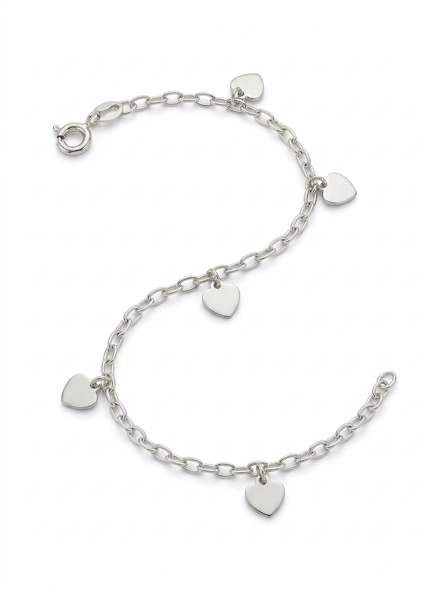 PULSERA DE PLATA CORAZONES