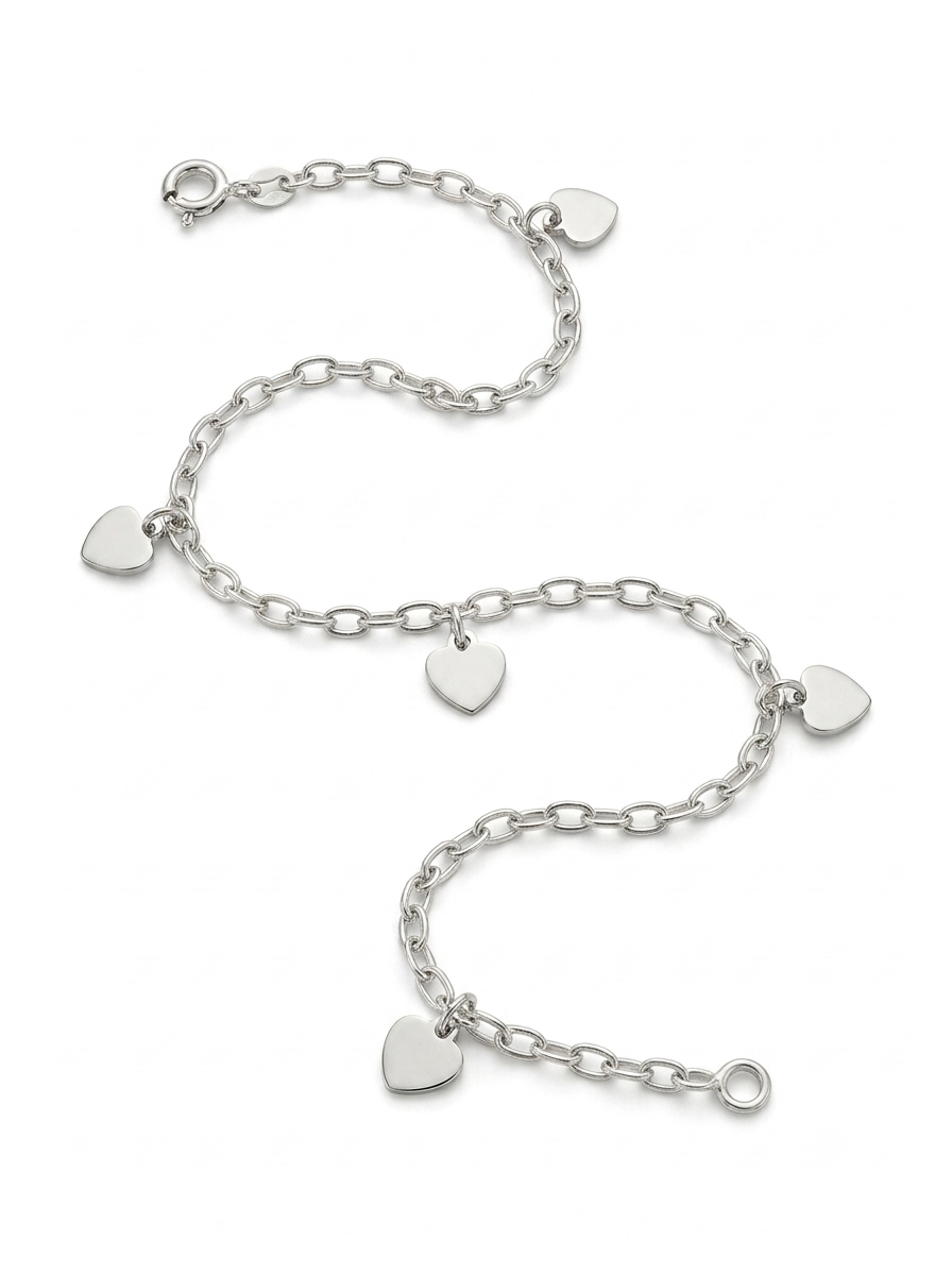 PULSERA DE PLATA CORAZONES