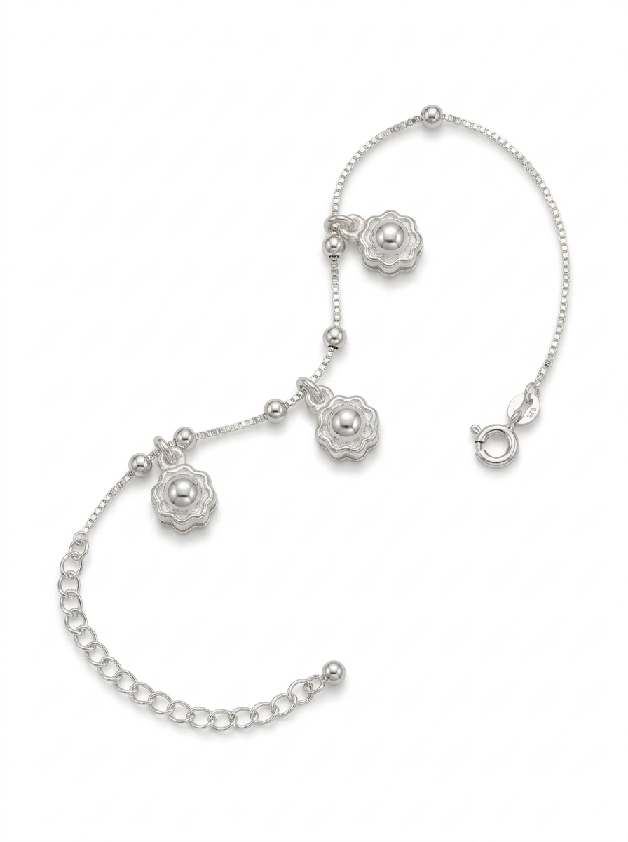 PULSERA FEMENINA FLOR DE PLATA