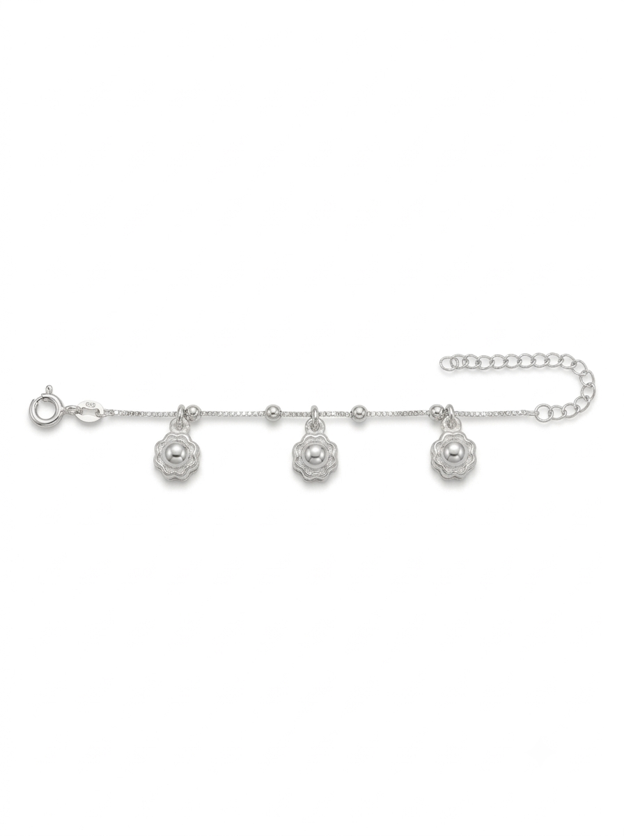 PULSERA FEMENINA FLOR DE PLATA