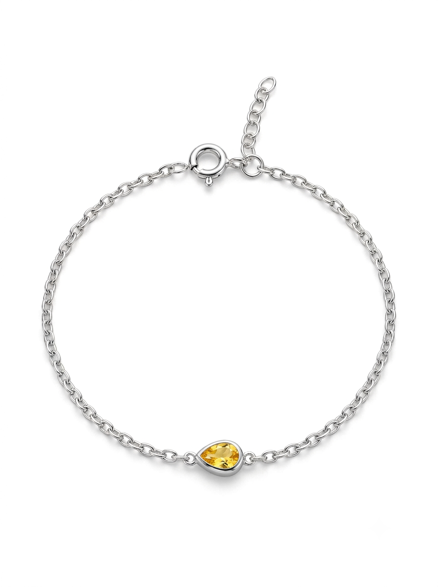 PULSERA FEMENINA DE PLATA PUNTO DE LUZ AMARILLO