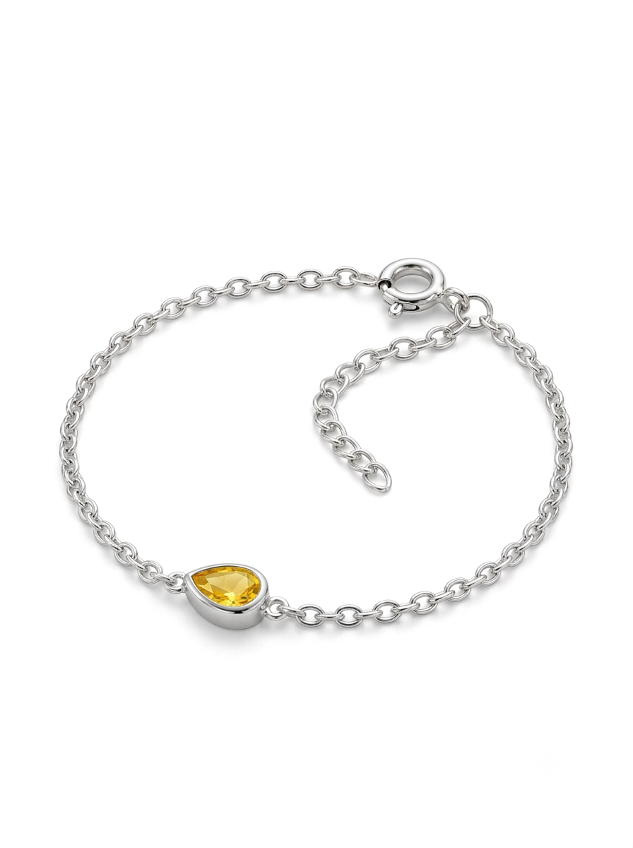 PULSERA FEMENINA DE PLATA PUNTO DE LUZ AMARILLO