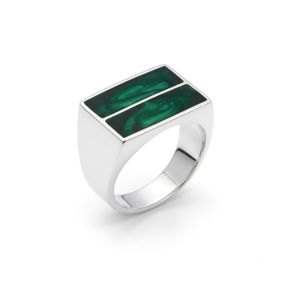 ANILLO DE PLATA ESTERLINA VERDE