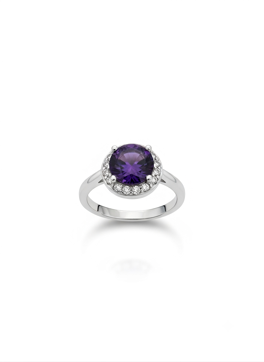 ANILLO DE PLATA MORADO