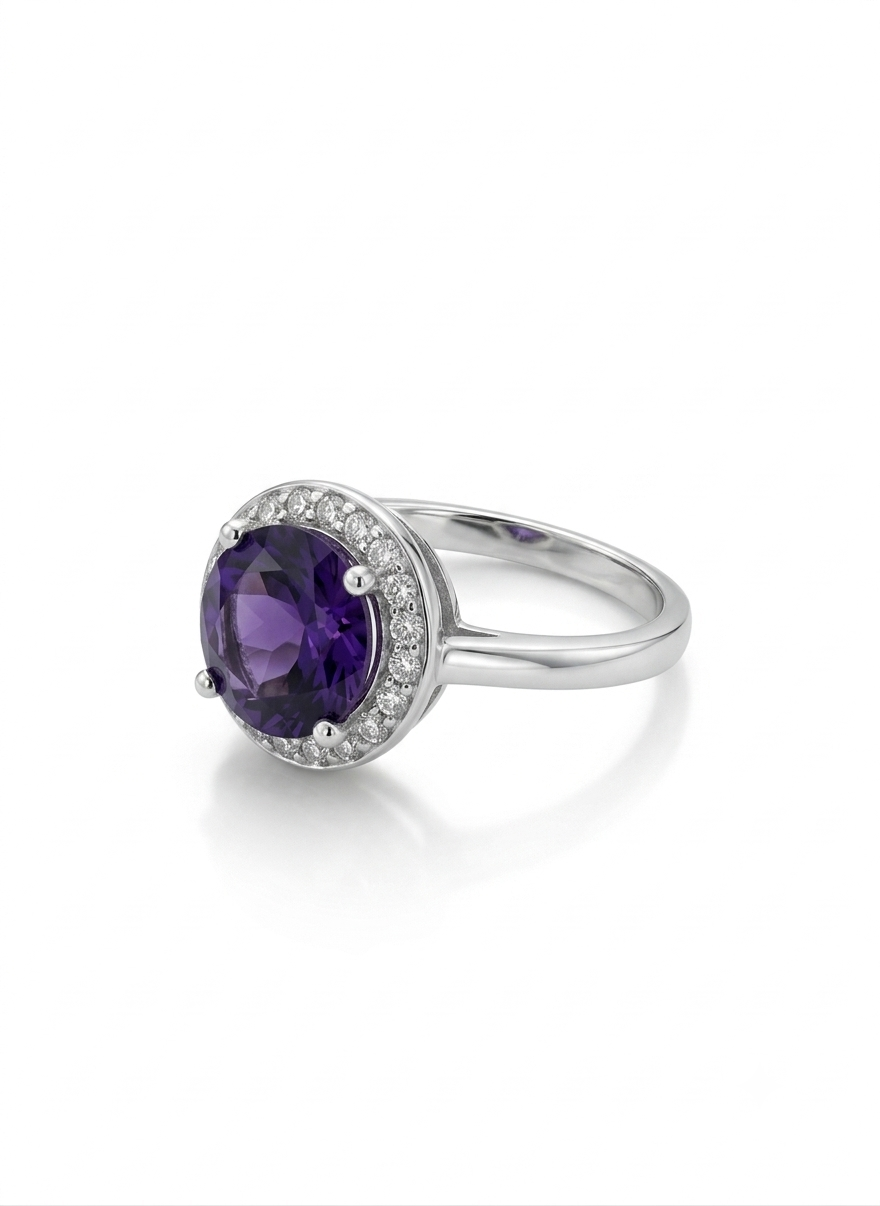 ANILLO DE PLATA MORADO