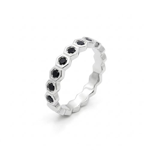 ANILLO DE PLATA CIRCONES NEGROS