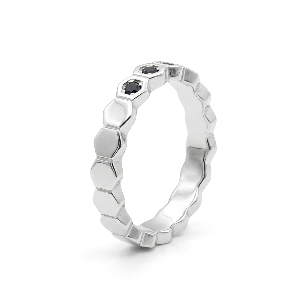 ANILLO DE PLATA CIRCONES NEGROS