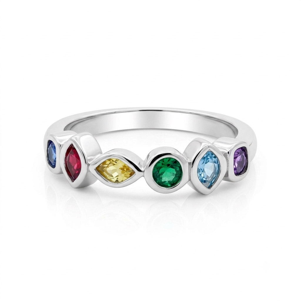 ANILLO DE PLATA MULITICOLOR