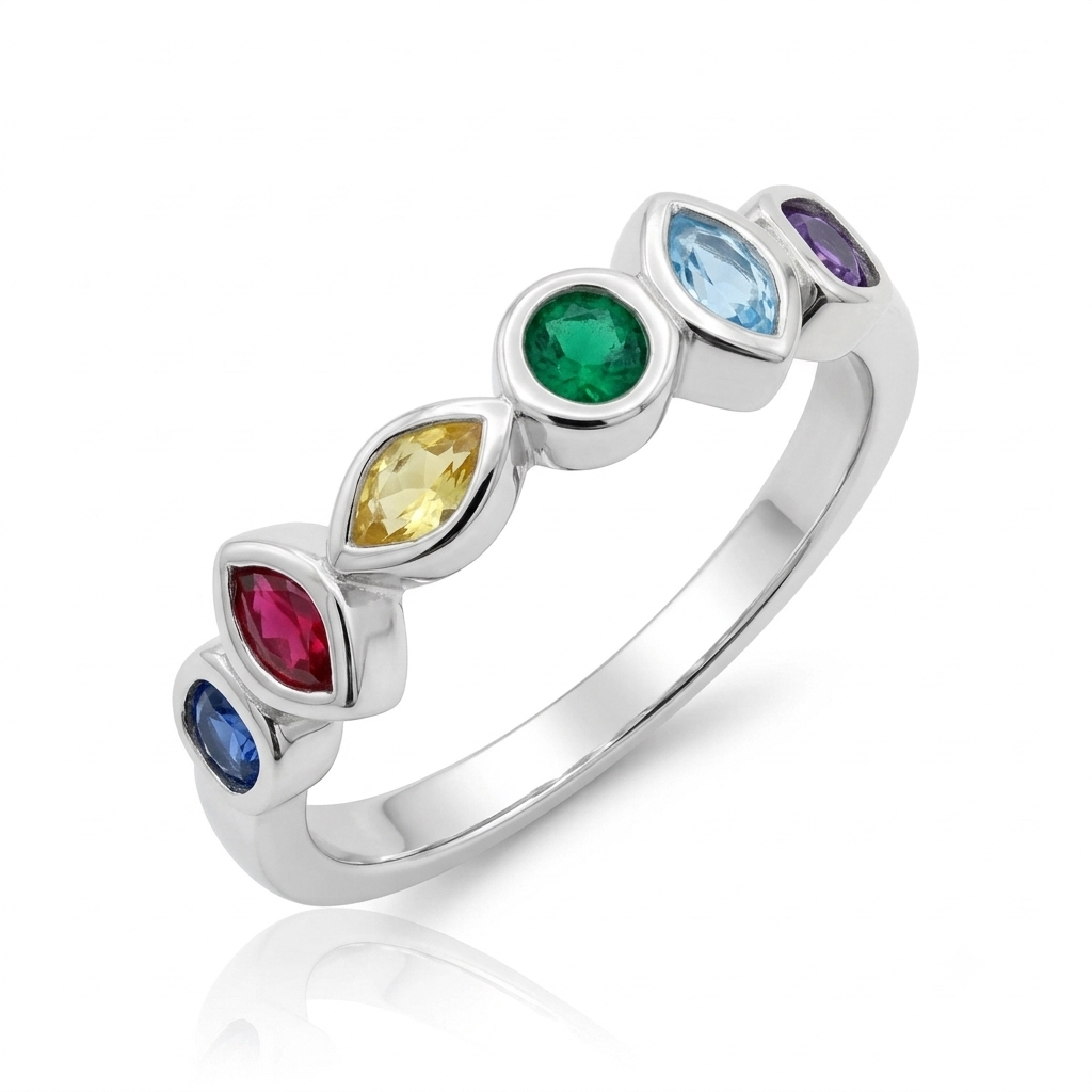 ANILLO DE PLATA MULITICOLOR