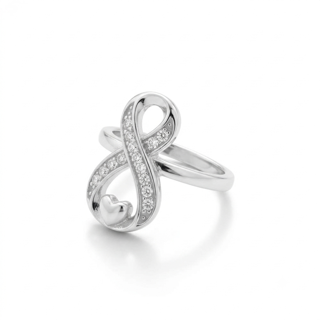 ANILLO DE PLATA INFINITO CORAZÓN