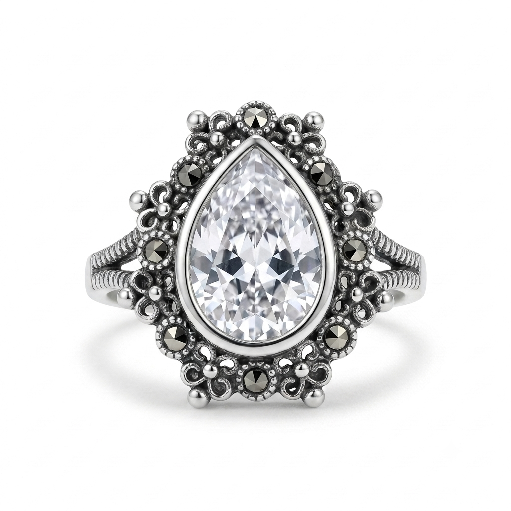 ANILLO DE PLATA GOTA DE AGUA