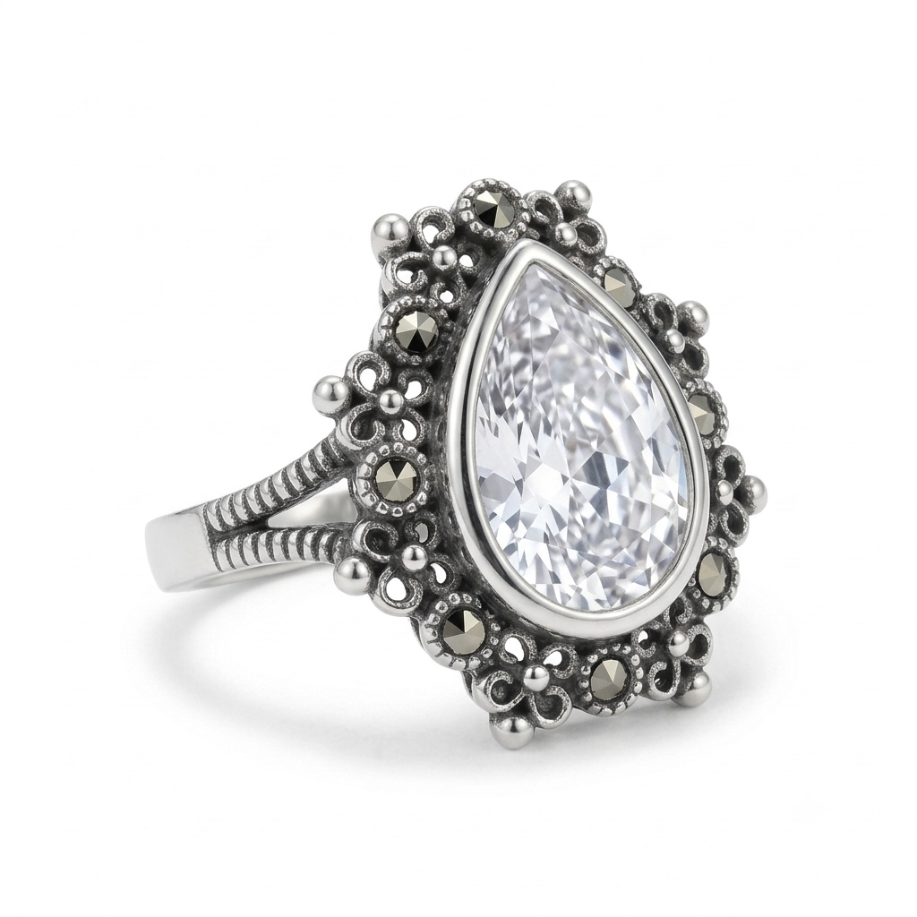 ANILLO DE PLATA GOTA DE AGUA