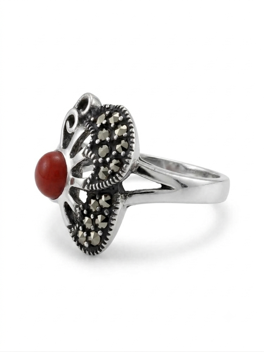 ANILLO DE PLATA QUEMADA MARIPOSA
