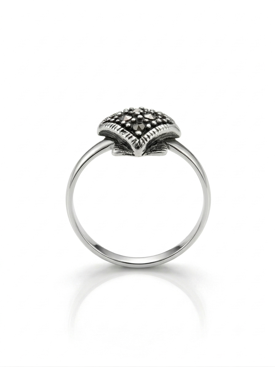 ANILLO DE PLATA QUEMADA CONCHA DE MAR