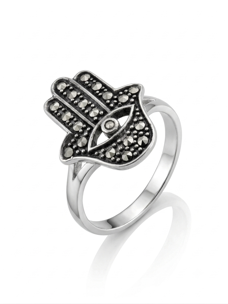 ANILLO DE PLATA CON MARQUECITA MANO DE FATIMA