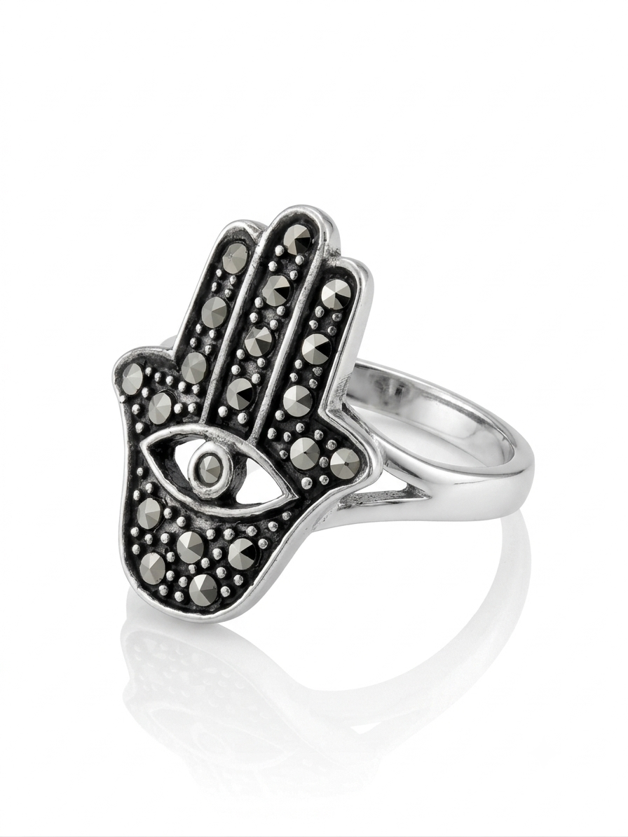 ANILLO DE PLATA CON MARQUECITA MANO DE FATIMA