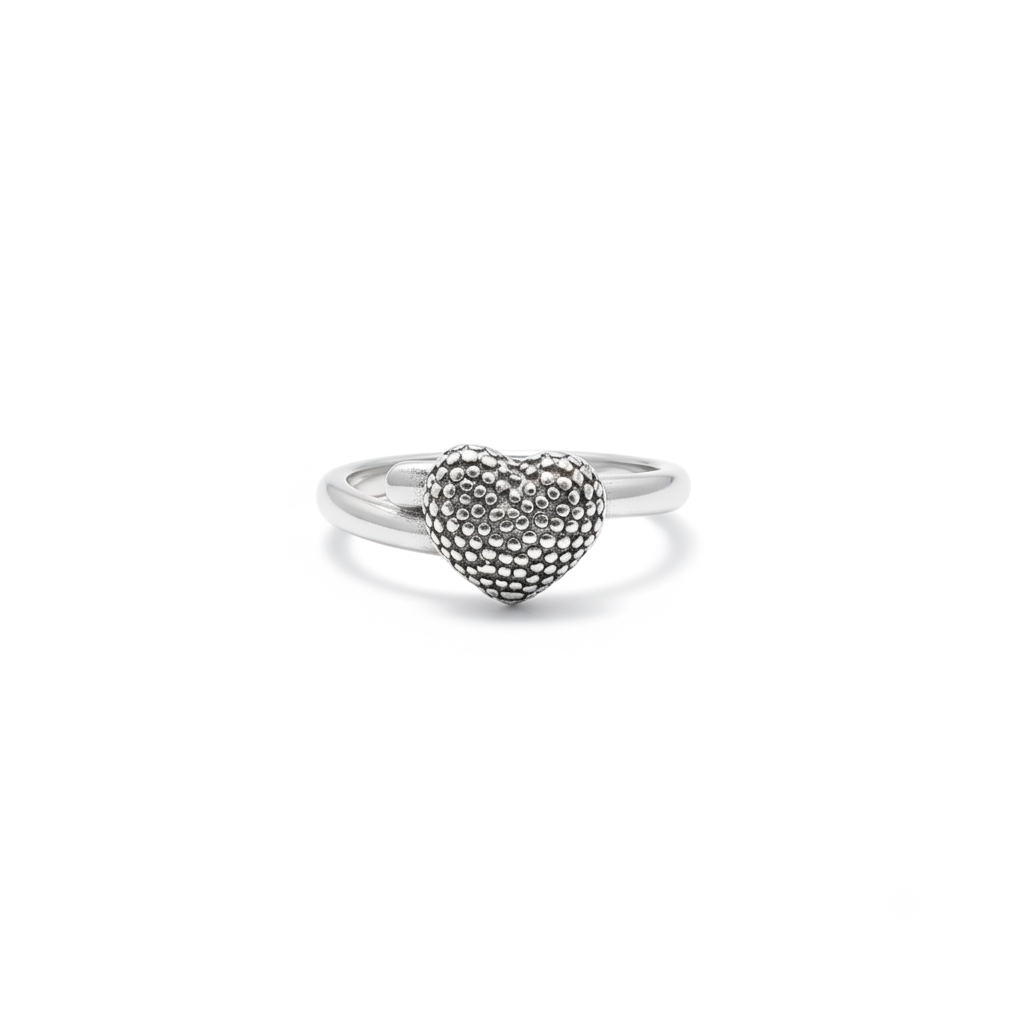 ANILLO DE PLATA QUEMADA CORAZÓN