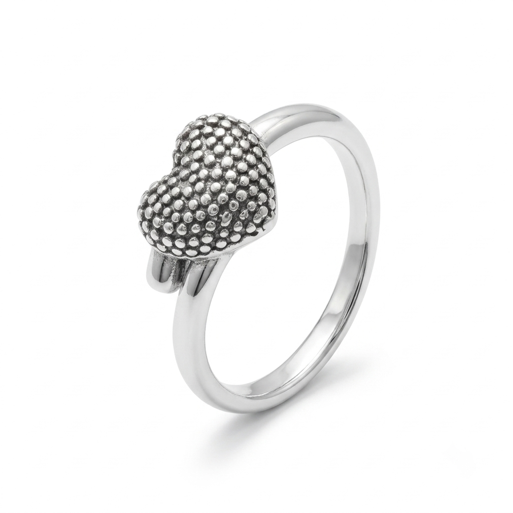 ANILLO DE PLATA QUEMADA CORAZÓN