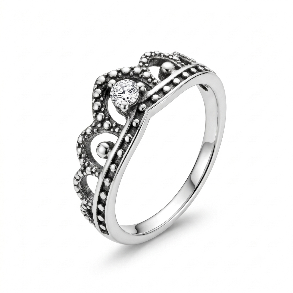 ANILLO DE PLATA QUEMADA CORONA