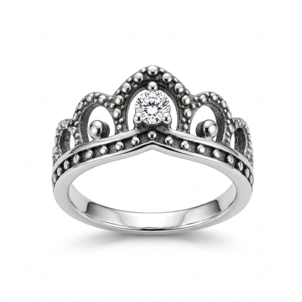 ANILLO DE PLATA QUEMADA CORONA
