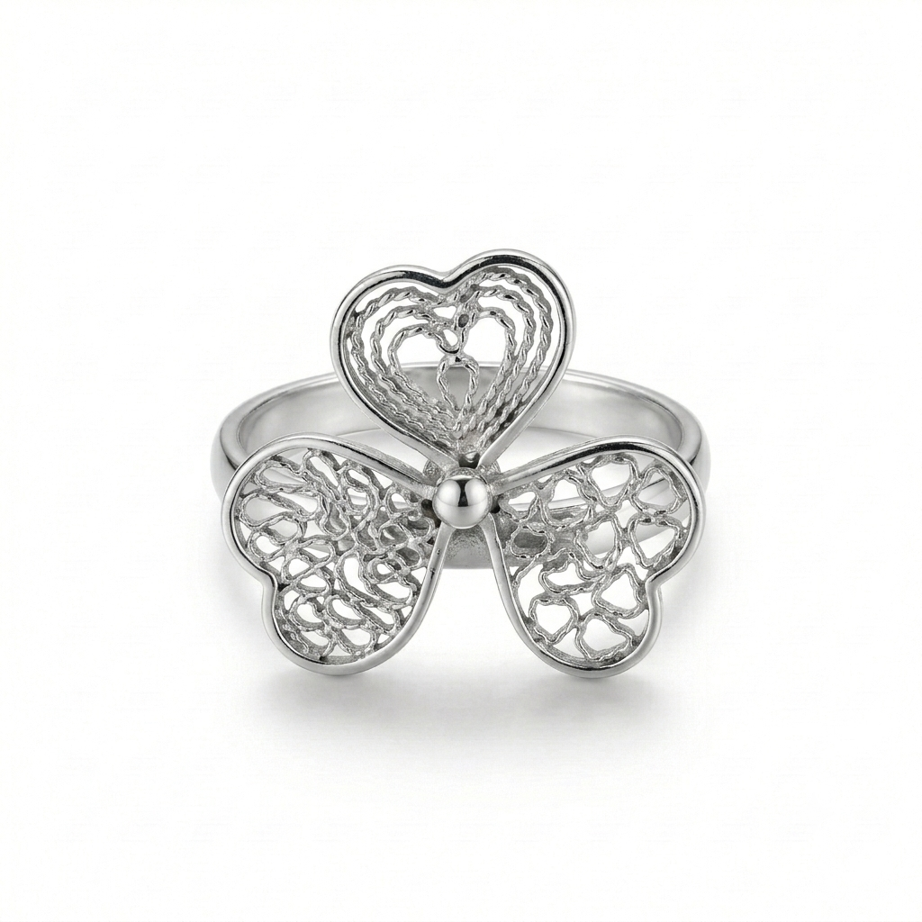 ANILLO DE PLATA TREBOL REGULABLE