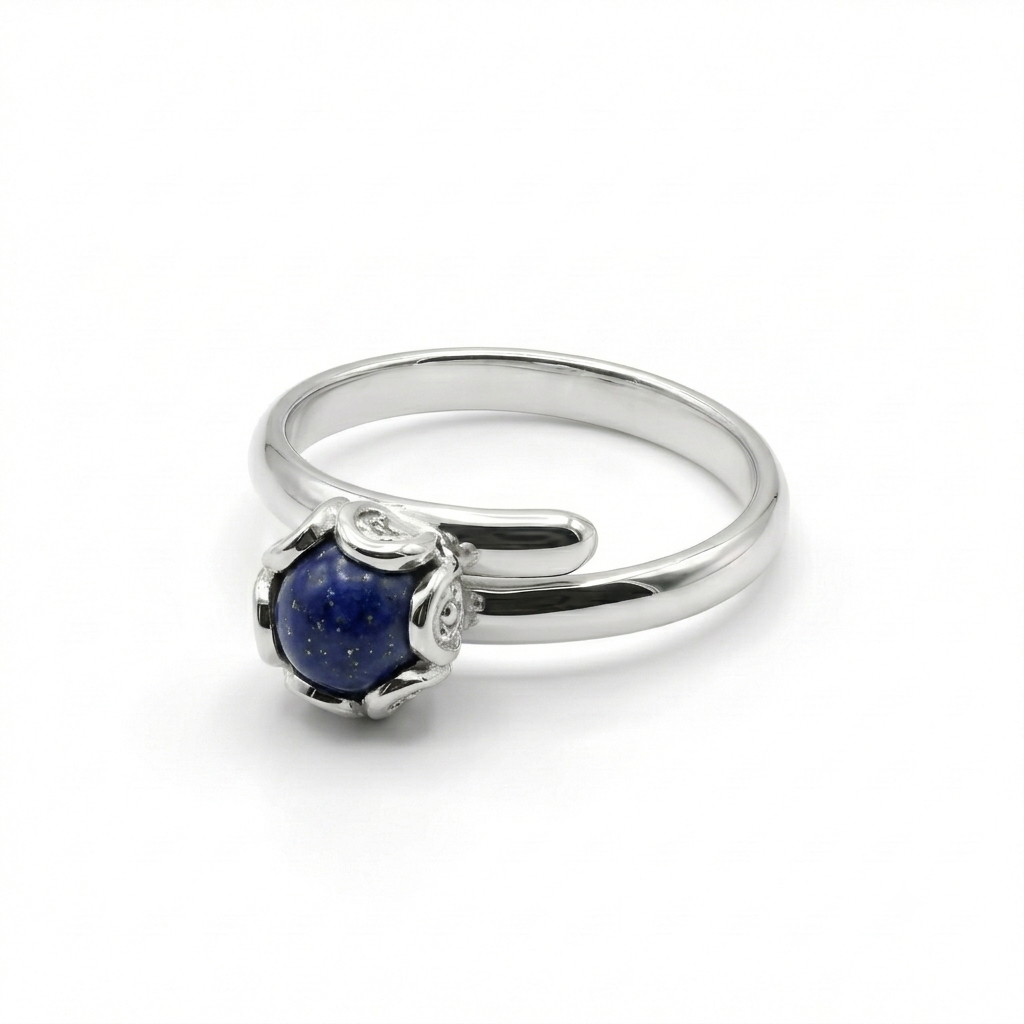 ANILLO DE PLATA REGULABLE AZUL