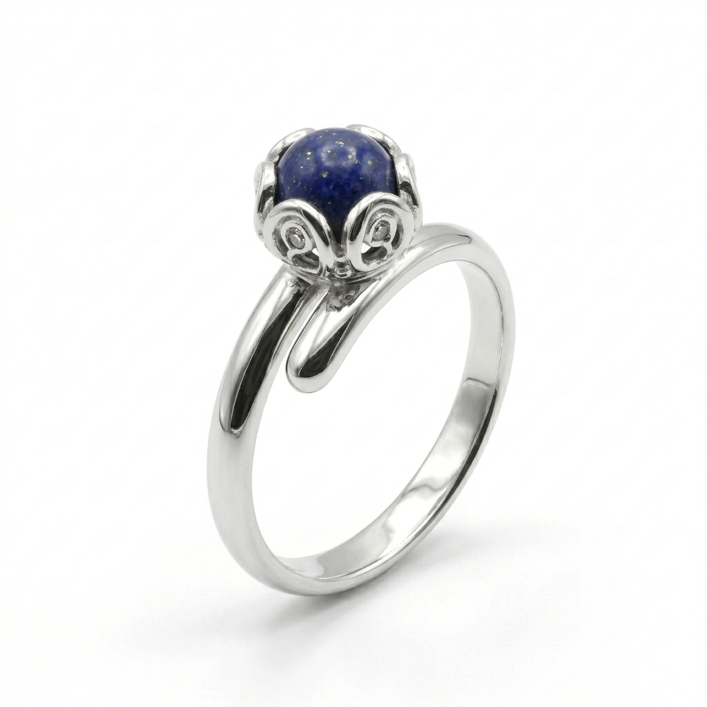 ANILLO DE PLATA REGULABLE AZUL