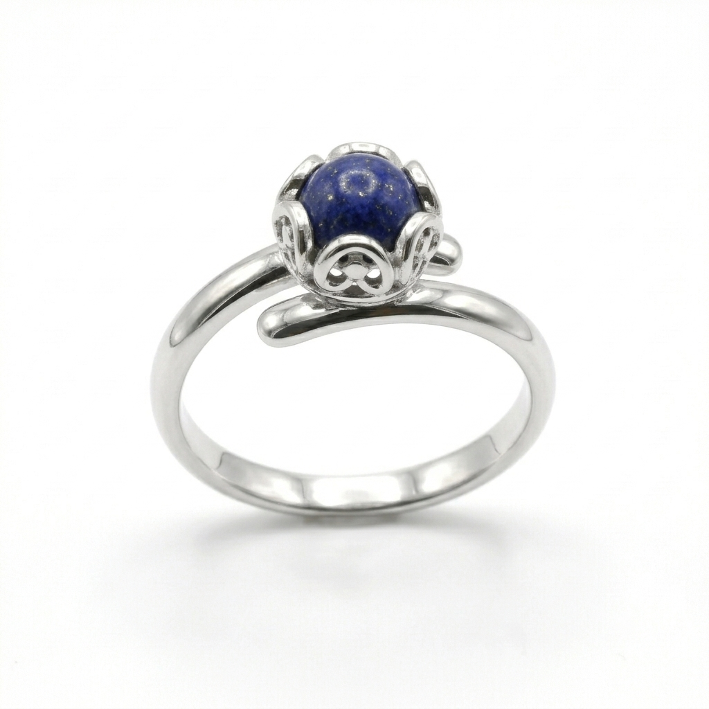 ANILLO DE PLATA REGULABLE AZUL