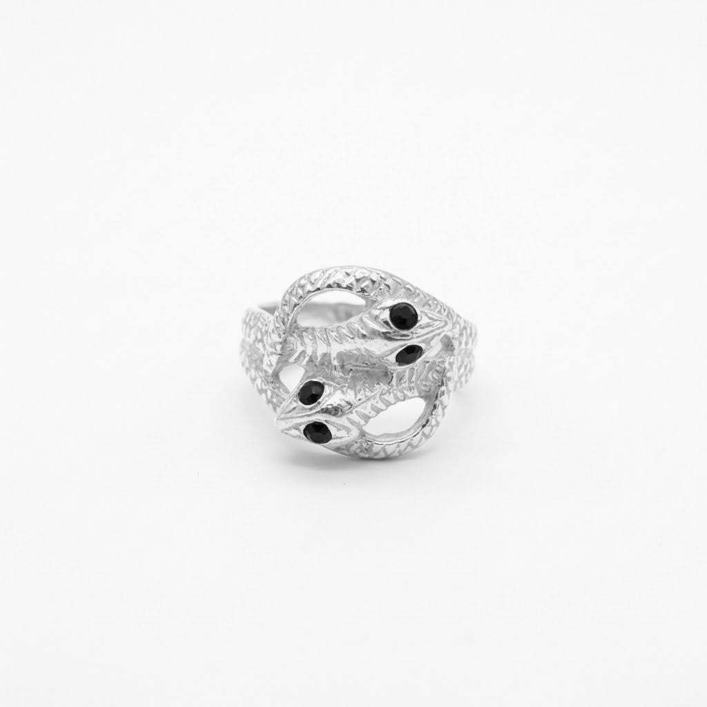 ANILLO DE PLATA SERPIENTE DE DOS CABEZAS