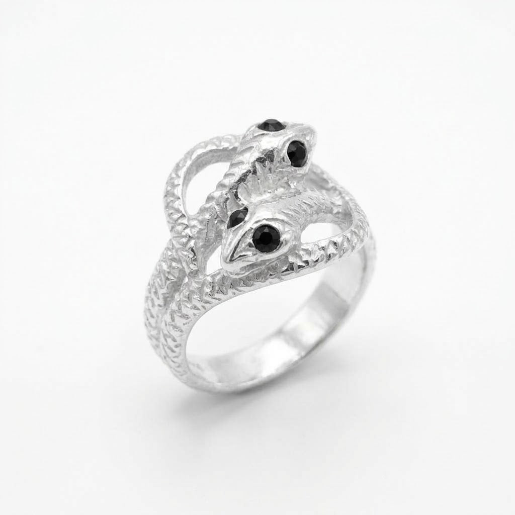 ANILLO DE PLATA SERPIENTE DE DOS CABEZAS