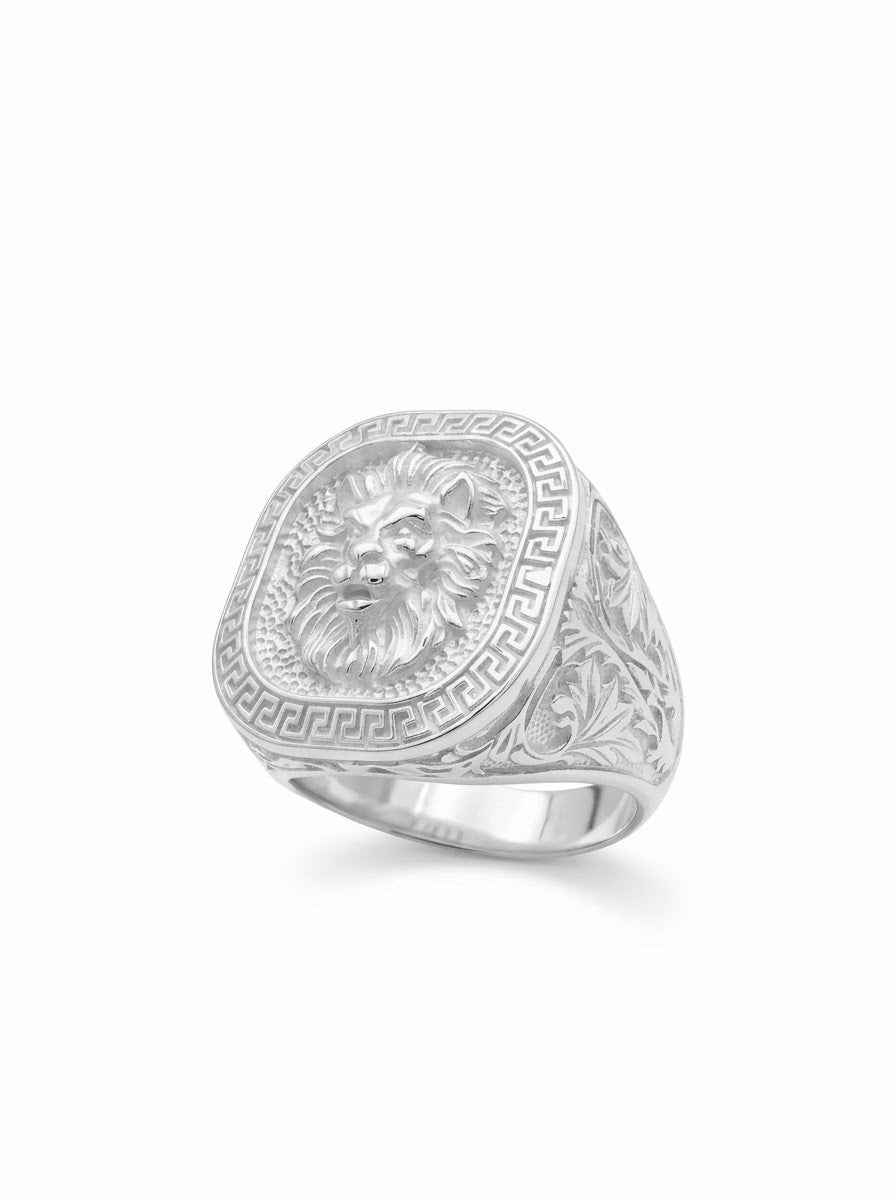 ANILLO DE PLATA 950 LEÓN LABRADO