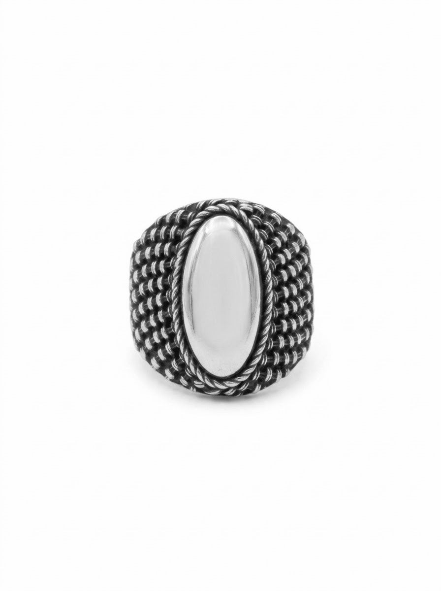 ANILLO DE PLATA OVAL PLATA QUEMADA