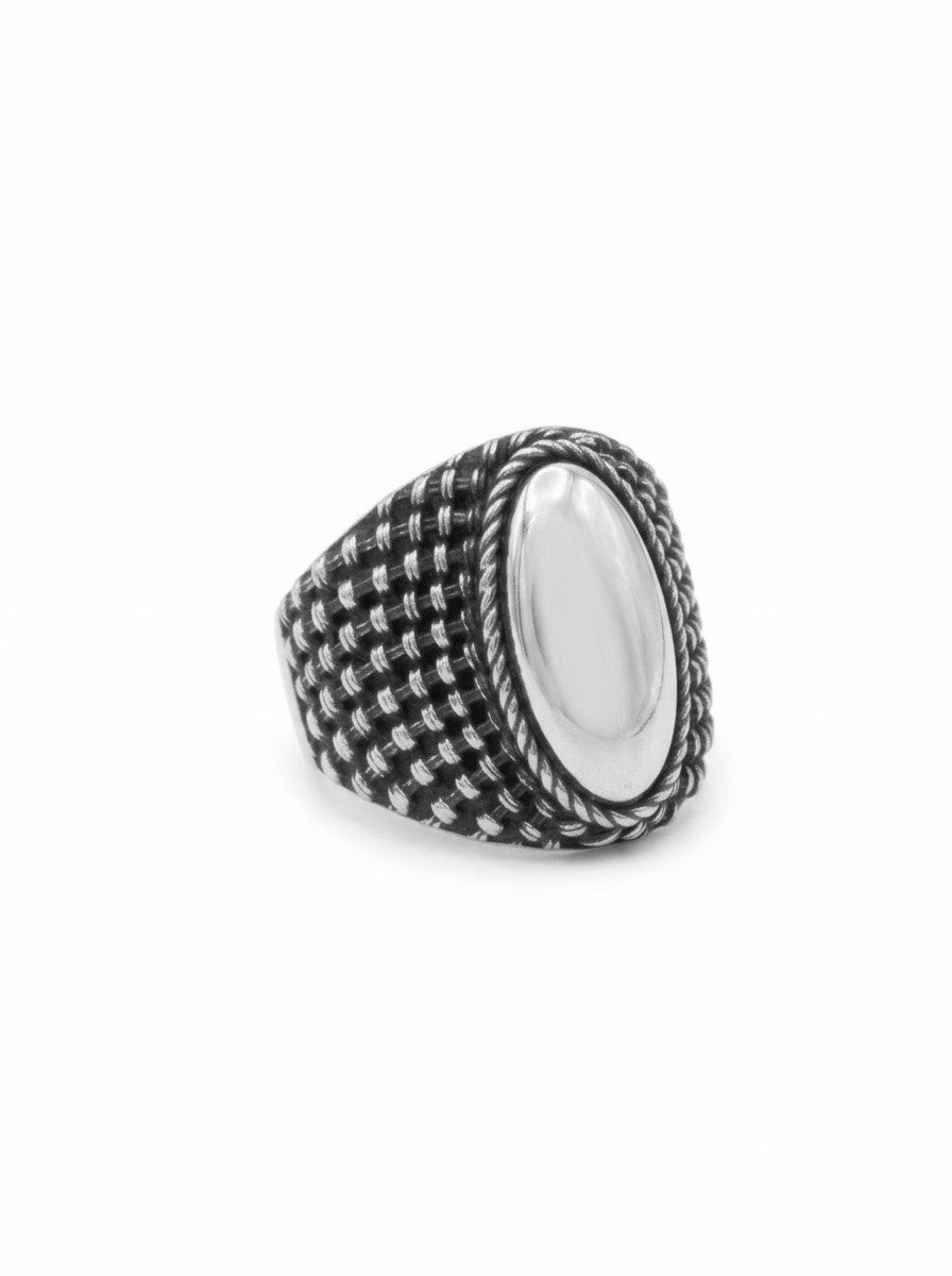 ANILLO DE PLATA OVAL PLATA QUEMADA