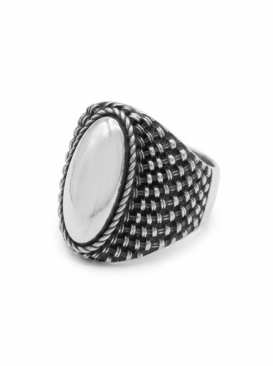 ANILLO DE PLATA OVAL PLATA QUEMADA