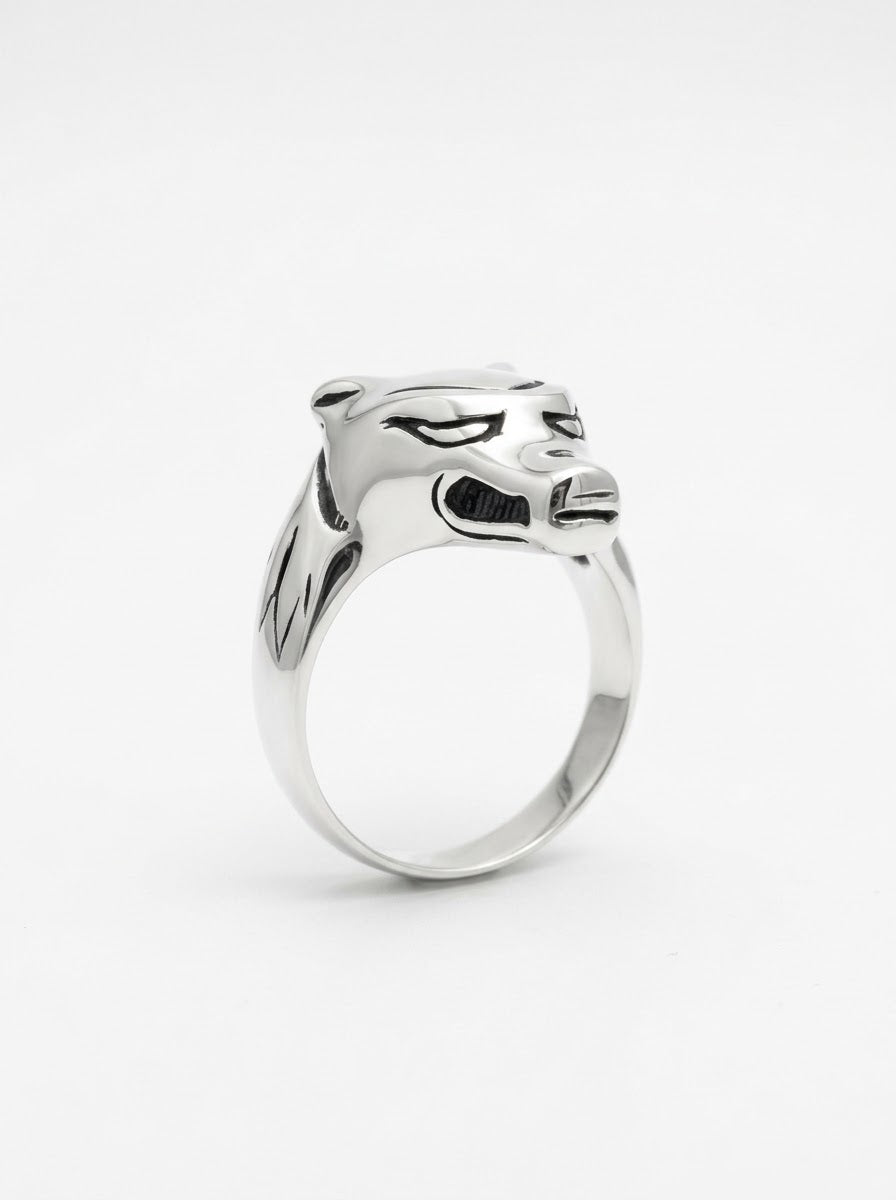 ANILLO MASCULINO LOBO PLATA QUEMADA