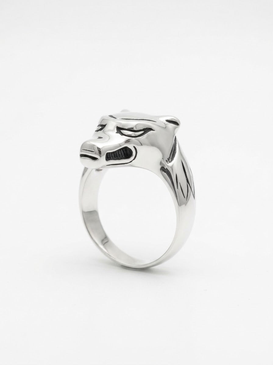ANILLO MASCULINO LOBO PLATA QUEMADA