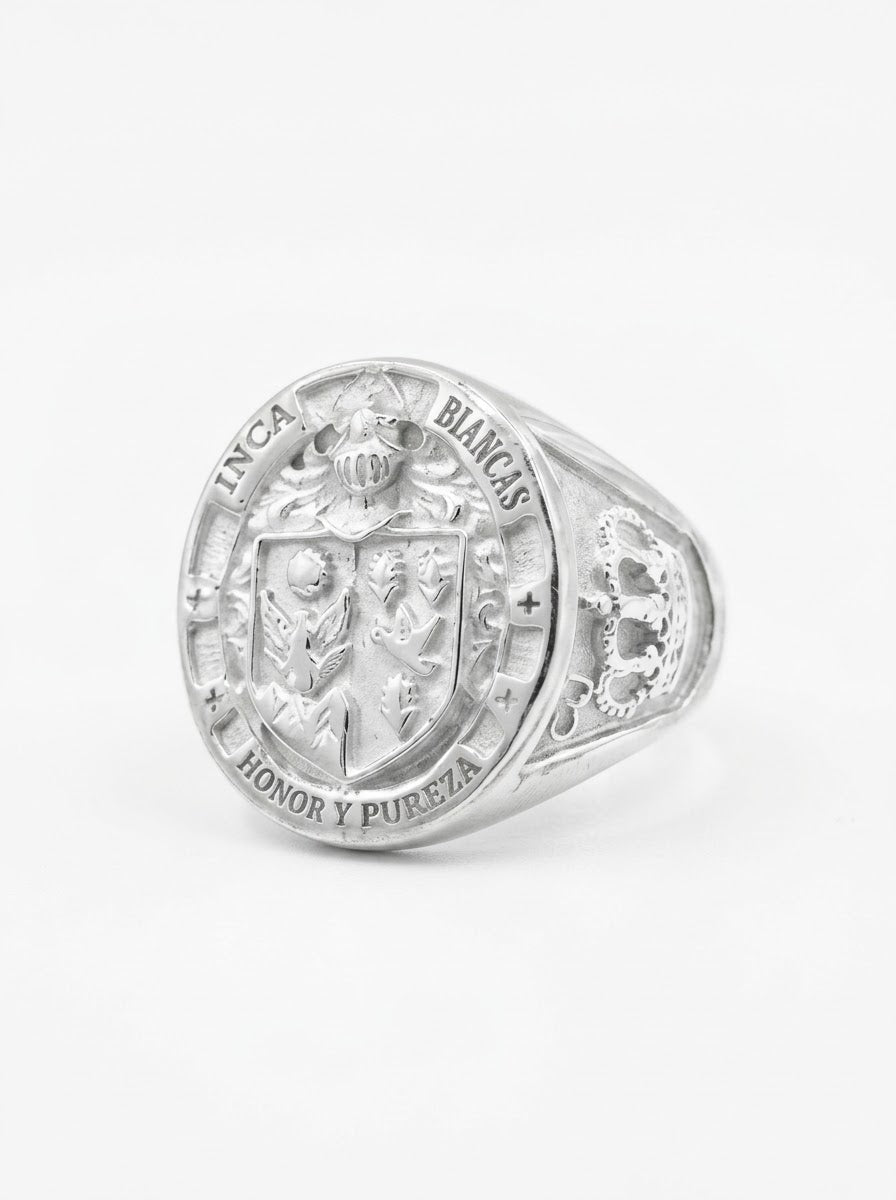 ANILLO MASCULINO PLATA ESCUDO HONOR Y PUREZA