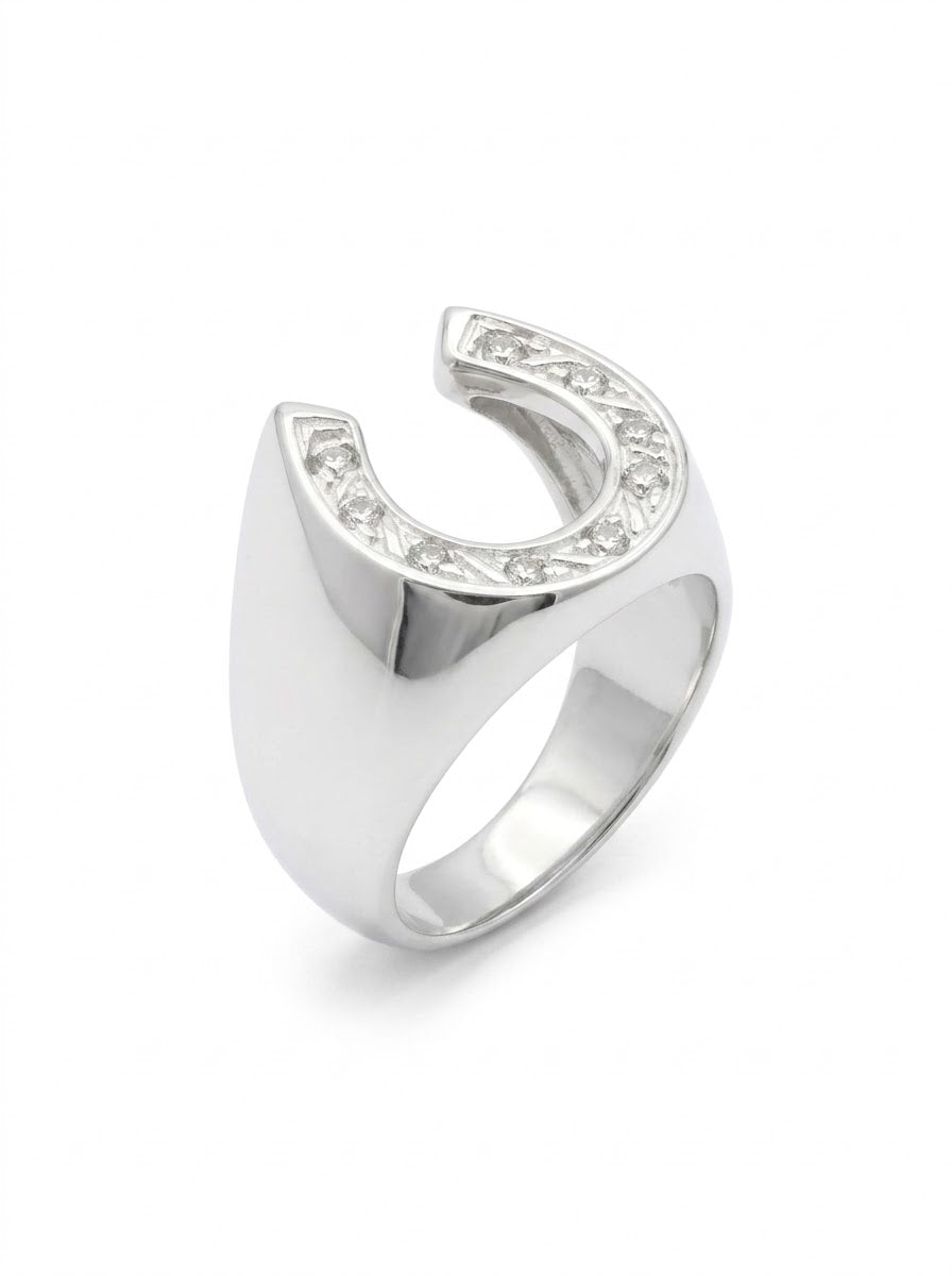 ANILLO MASCULINO DE PLATA HERRADURA DE CABALLO